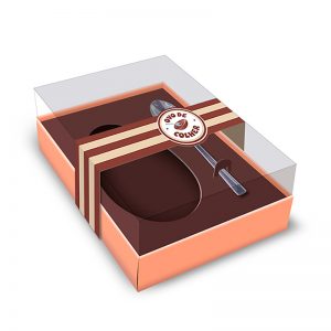 CAIXA DE OVO COM COLHER LAMINADA OURO ROSÉ 350G