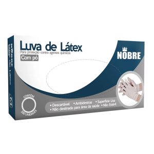 LUVA DE LÁTEX COM PÓ DESCARTÁVEL NOBRE (G) CENTO