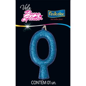 VELA PURO GLITTER FESTCOLOR AZUL Nº0 10X01