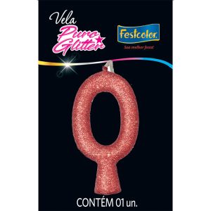 VELA PURO GLITTER FESTCOLOR ROSE Nº0 10X01