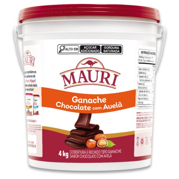 COBERTURA GANACHE CHOCOLATE COM AVELÃ MAURI 4KG
