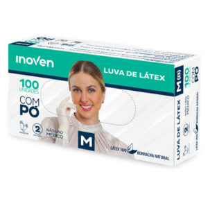 LUVA DE LÁTEX C/PÓ INOVEN (M)100UN