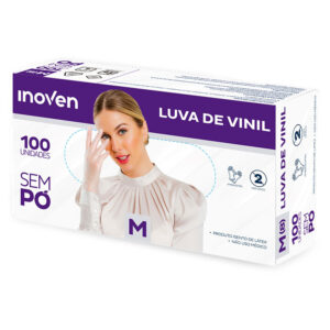 LUVA DE VINIL S/PÓ INOVEN (M)100UN