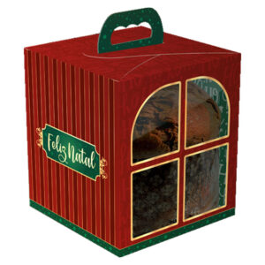 CAIXA P/PANETONE JANELA C/ALÇA NOEL 10UN